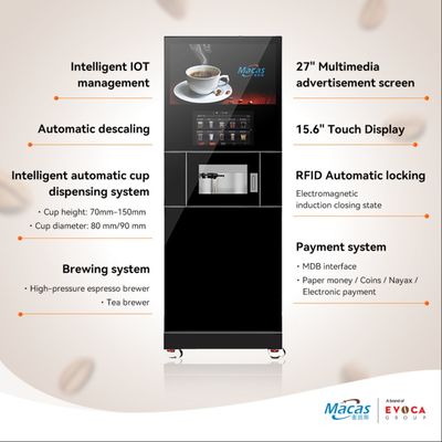 comprar 220VAC pantalla táctil automática máquina de café de frijoles QR código de pedido fabricación en línea