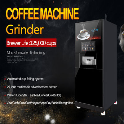 Proporcionar publicidad pantalla piso máquina de café de pie máquinas expendedoras de granos de café CE