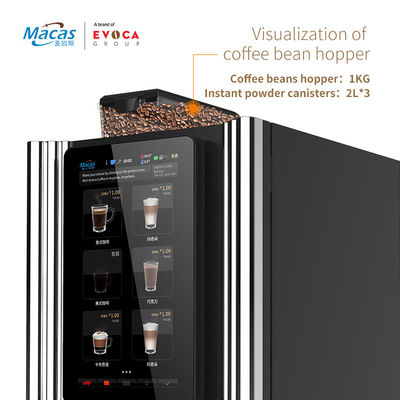 Máquina de venta de café recién molido comercial en una tienda de conveniencia