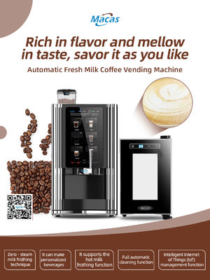 Un buen precio. Máquina expendedora de café automática de espresso con leche fresca para uso en cafeterías en línea